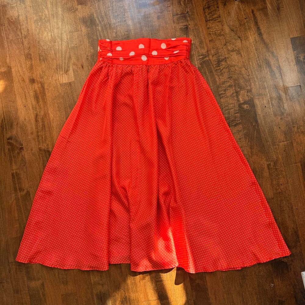 Vintage polka dot flowy midi skirt 100% silk